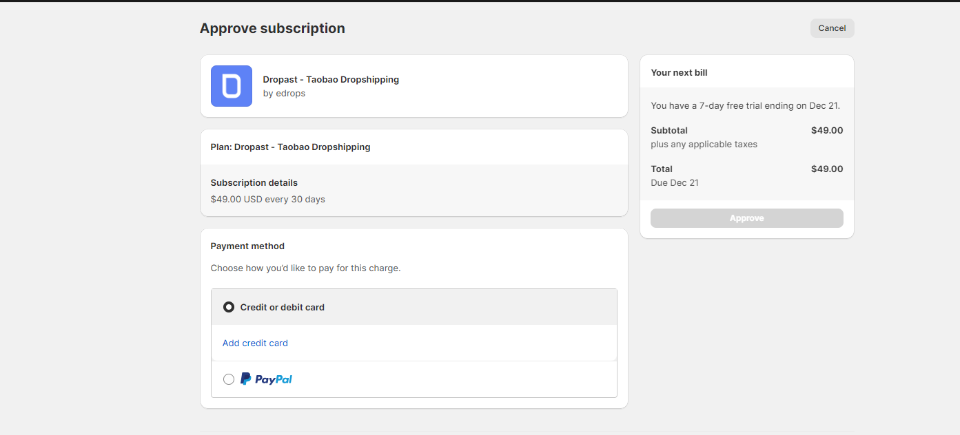 Step 7: Once Dropast is connected to Shopify, choose your purchasing and shipping service providers. It is highly recommended that you select “Dropast” for these services.